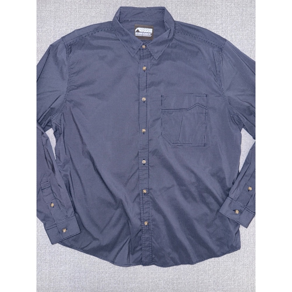 Mountain Khakis XXL 2XL Button Up Shirt Blue Micro Check Ventilated Back